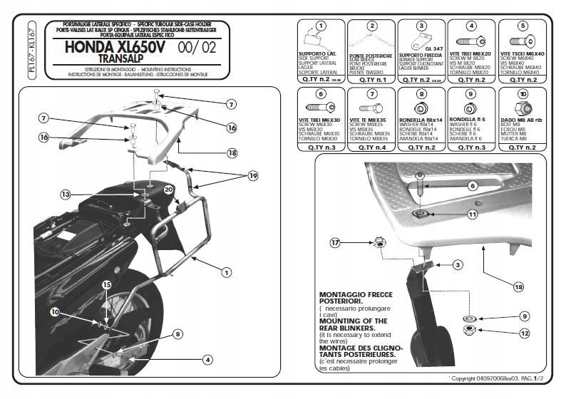 Rám Bočných Kufrov Monokey Honda XL 650V Transalp (00-07)