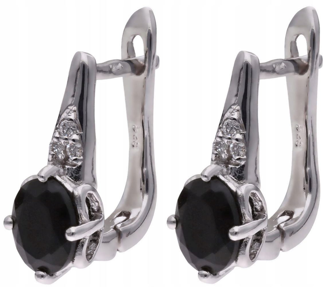 Stříbrné náušnice Ag 925 černý onyx s diamantem CVD-3365-E-OX