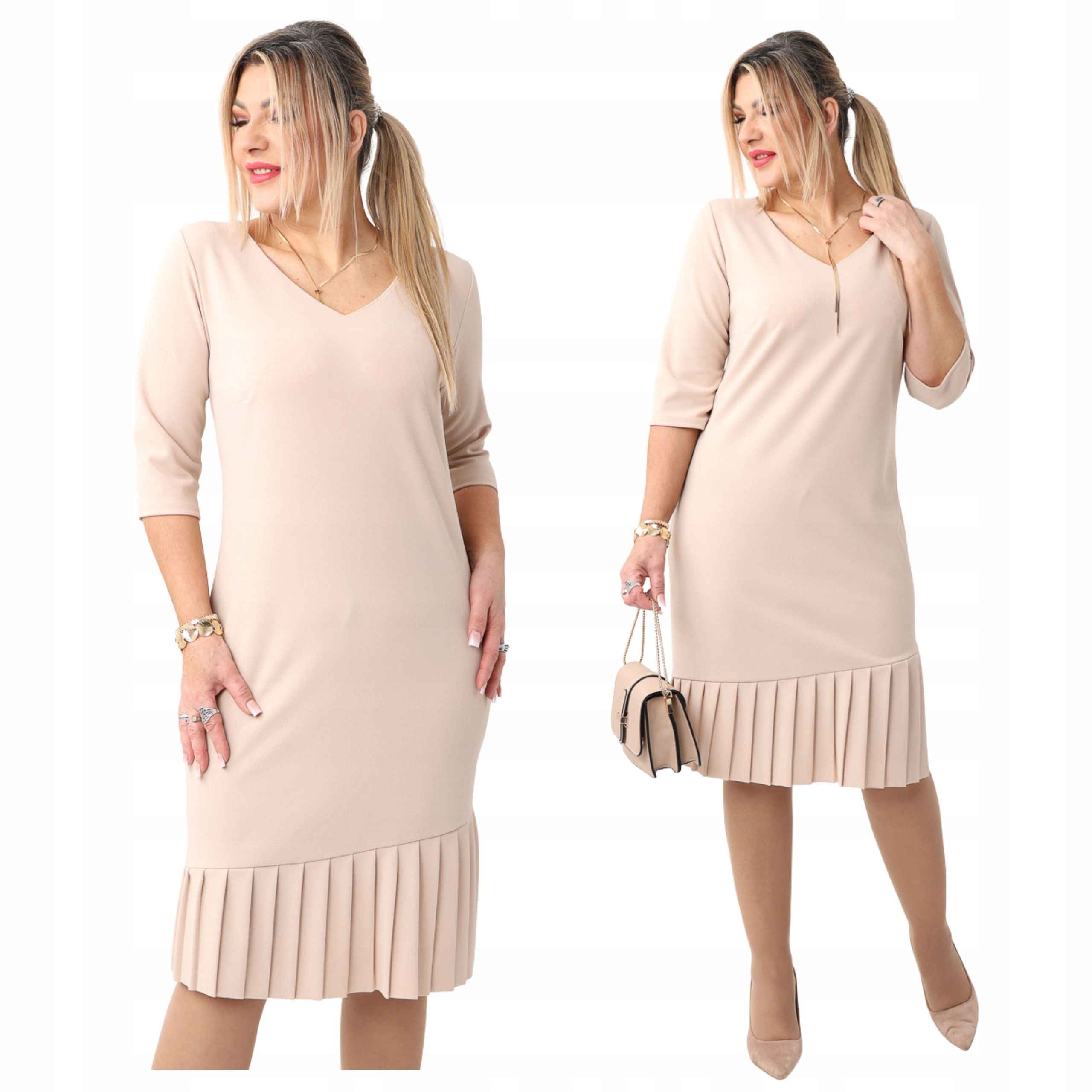 Sukienka plisowana wizytowa gładka Polski Producent duże rozmiary