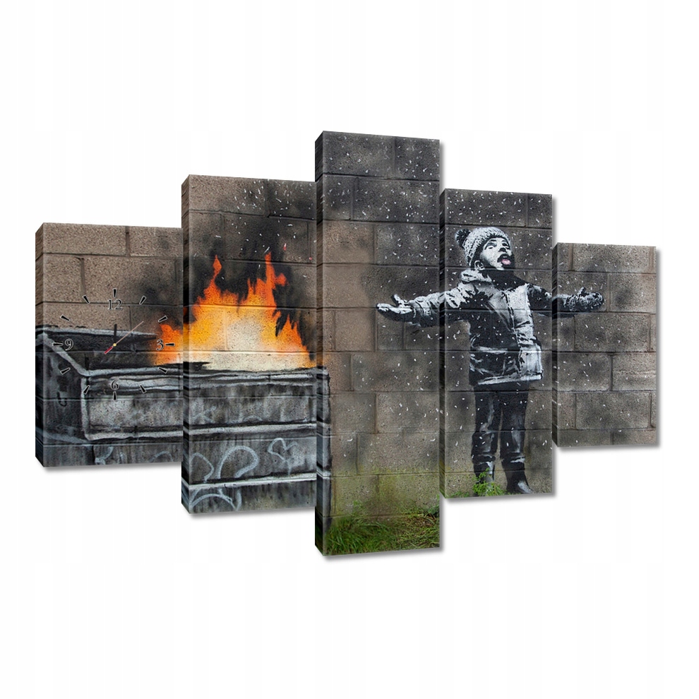 Nástěnné hodiny 150x105 Banksy Smog Sníh