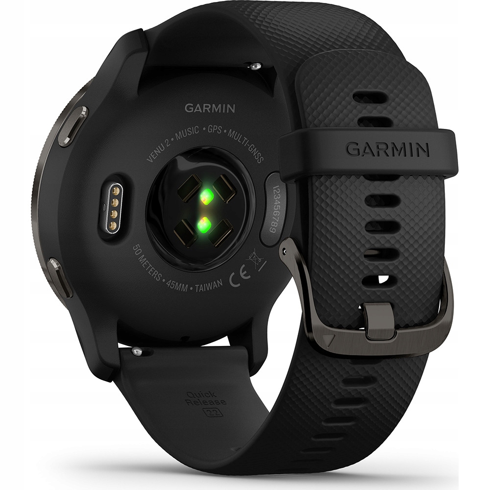 Czarny Zegarek sportowy GARMIN Venu 2 45mm GPS Funkcje alarm