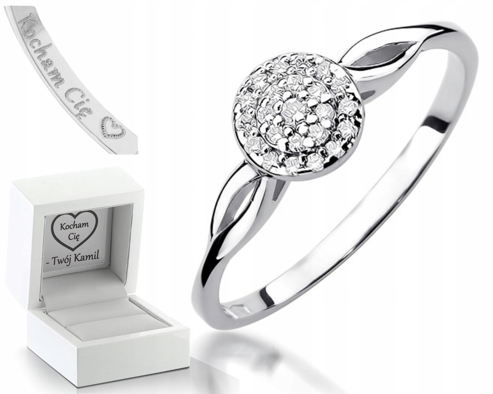 Prstýnek S Brilianty Bílé Zlato Gravírování Bonus Zlato Jako Dárek