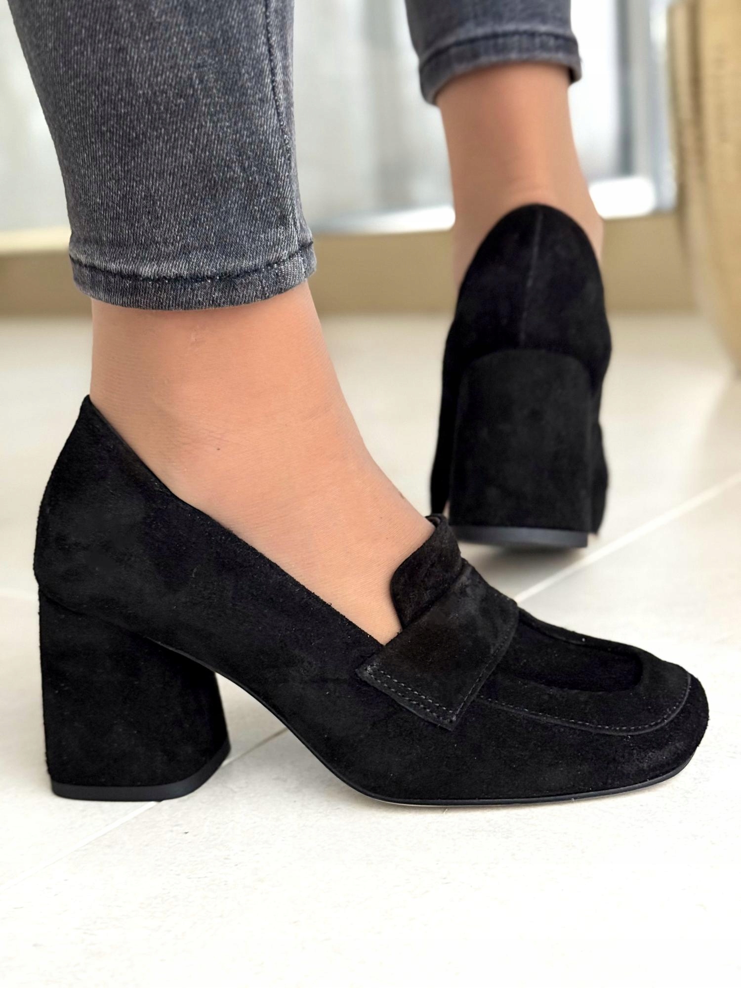 Krásné černé mokasíny Oleksy z přírodní kůže Polské výroby R39