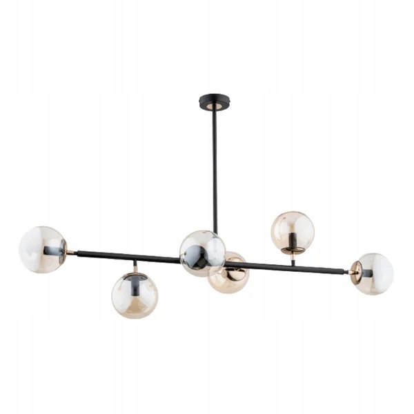 Stropná lampa Sergio 6xE14 10W čierna-zlatá Alfa minimalistická