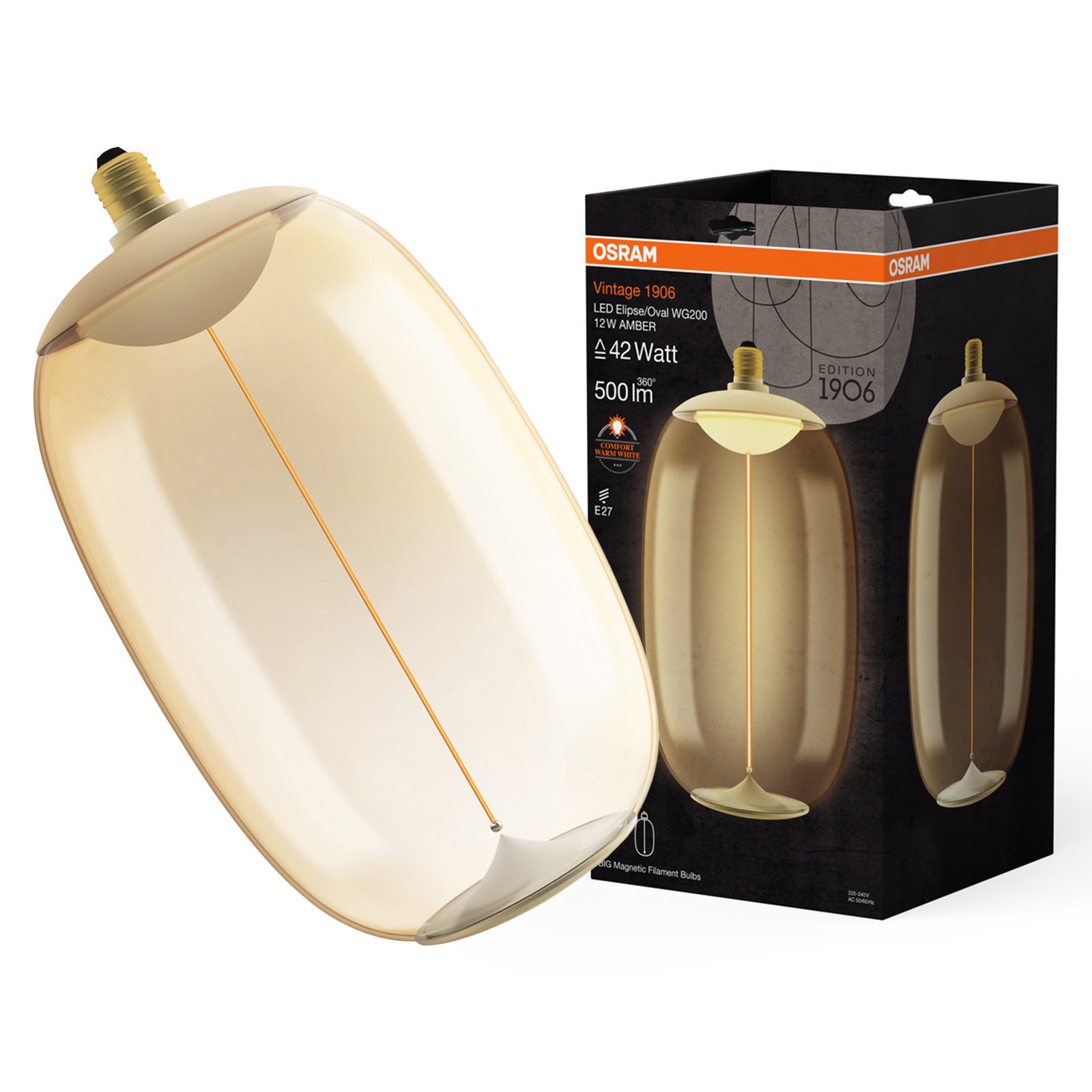 Led žiarovka E27 12W 42W 500lm 1800K Jantárová Vintage 1906 Osram
