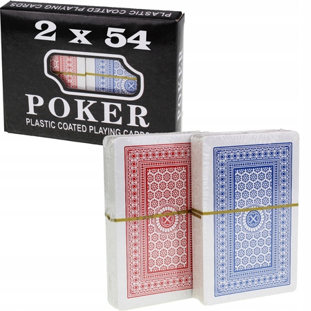 KARTY DO GRY 2 TALIE POWLEKANE PLASTIK POKER 2x 54 SZT + PUDEŁKO