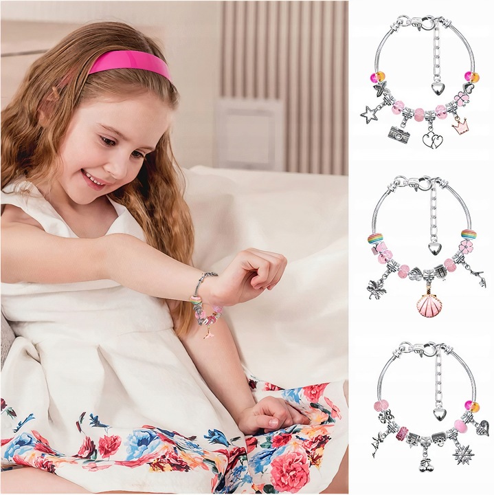 ZESTAW DO ROBIENIA BRANSOLETEK NASZYJNIKÓW DLA DZIECI PREZENT KORALIKI Głębokość produktu 4 cm