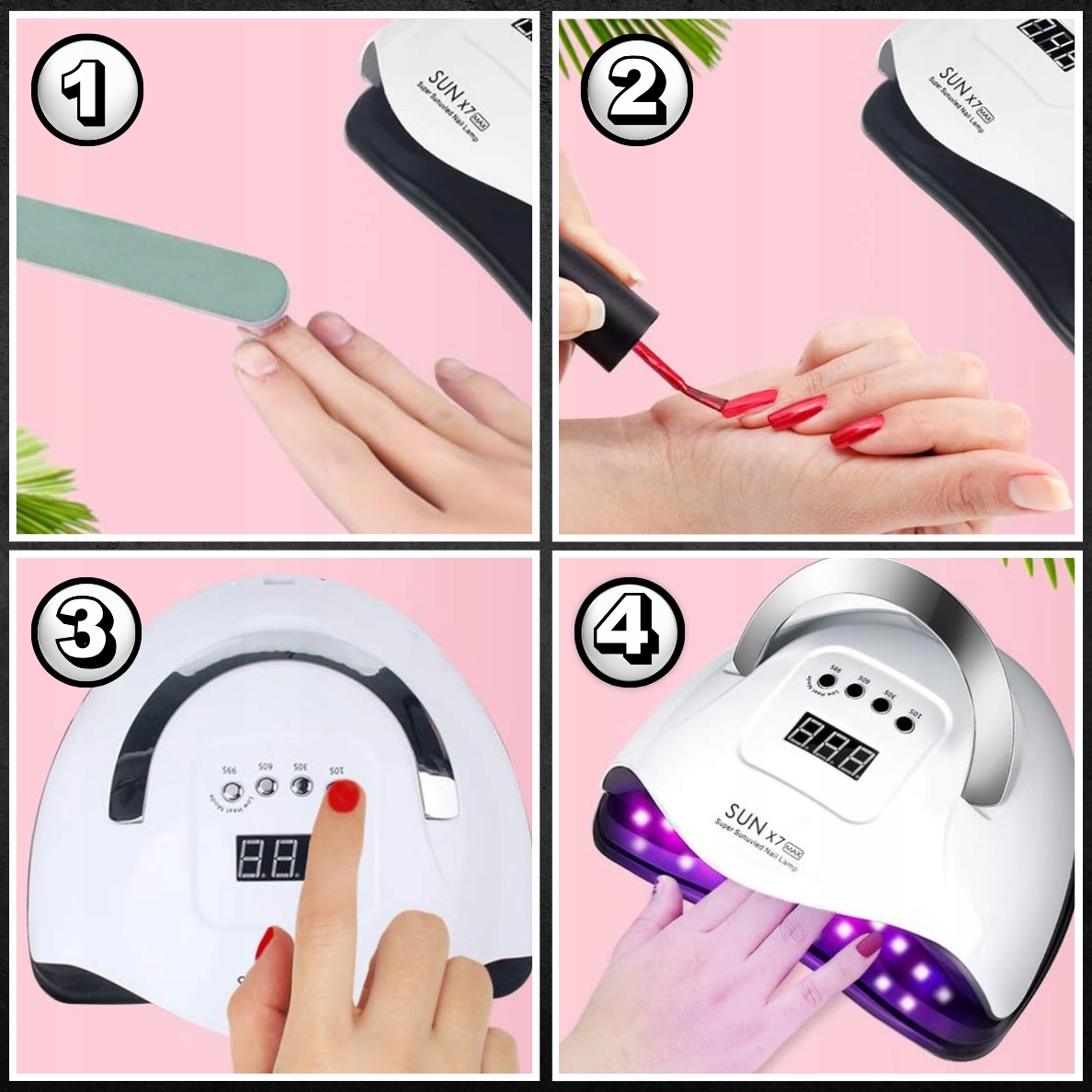 LAMPA DO PAZNOKCI 220W DO HYBRYD ŻELI UV LED SUN X7 LCD DUAL MAX MODEL 2024 Zasilanie sieciowe