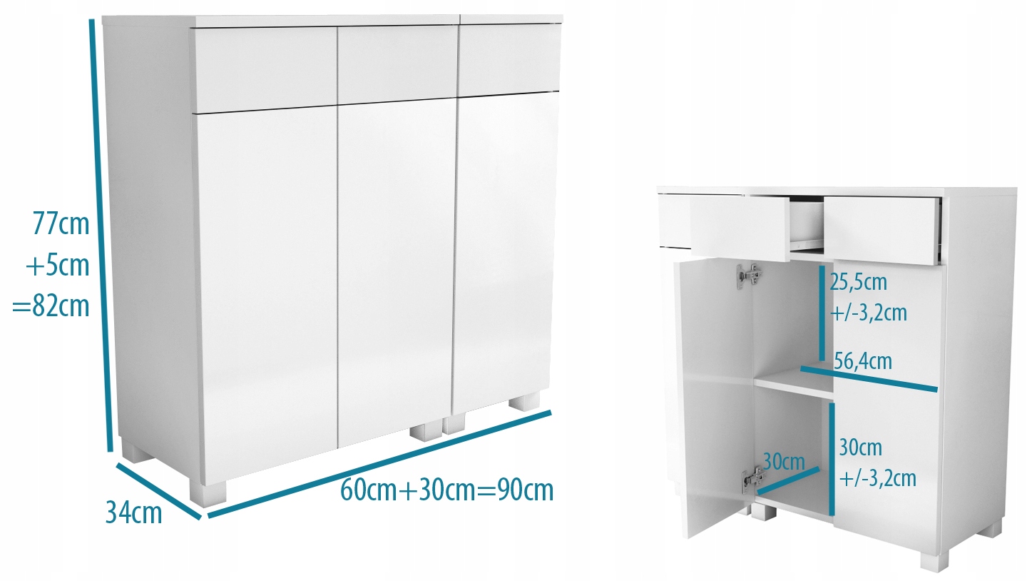 KOMODA szafka do łazienki cała biała biały mat 90 EAN (GTIN) 5790213557815