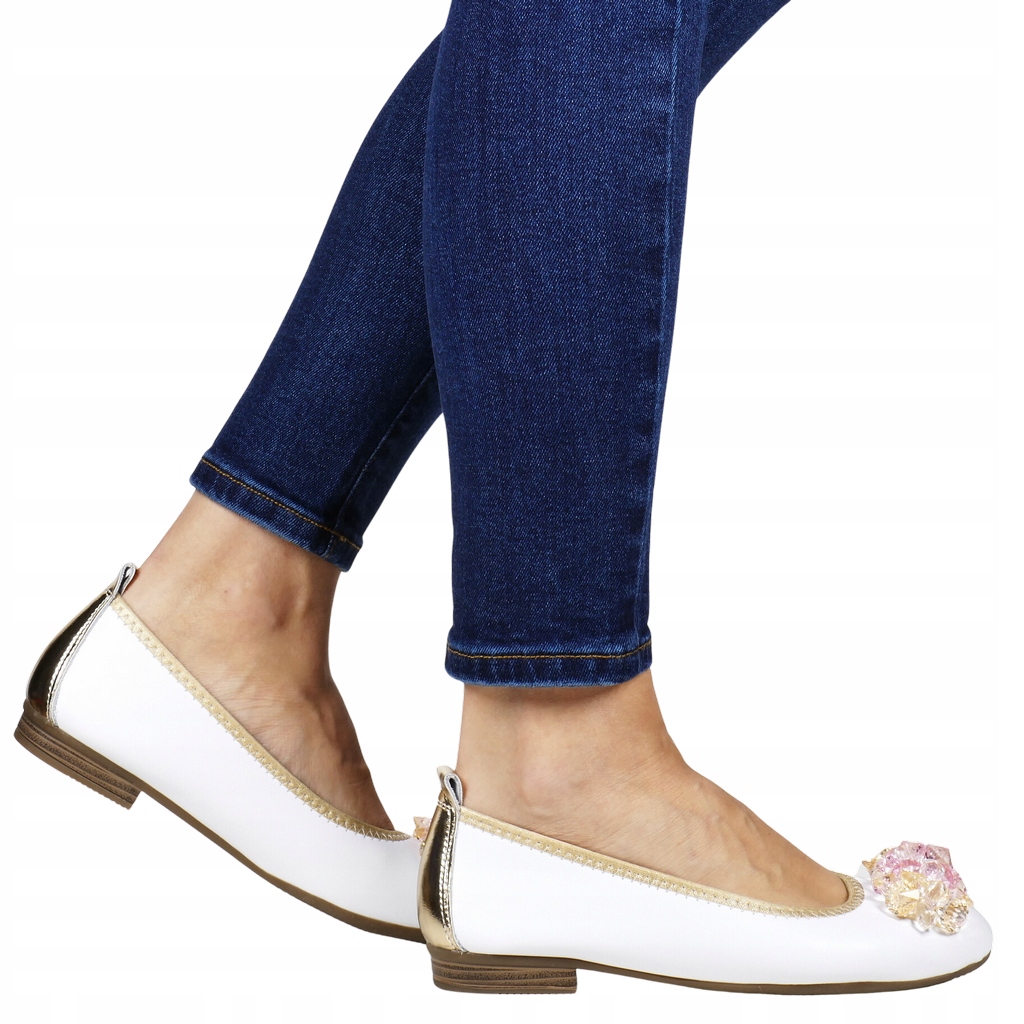 Bílé Baleríny S Krystaly, Přírodní Kůže 36