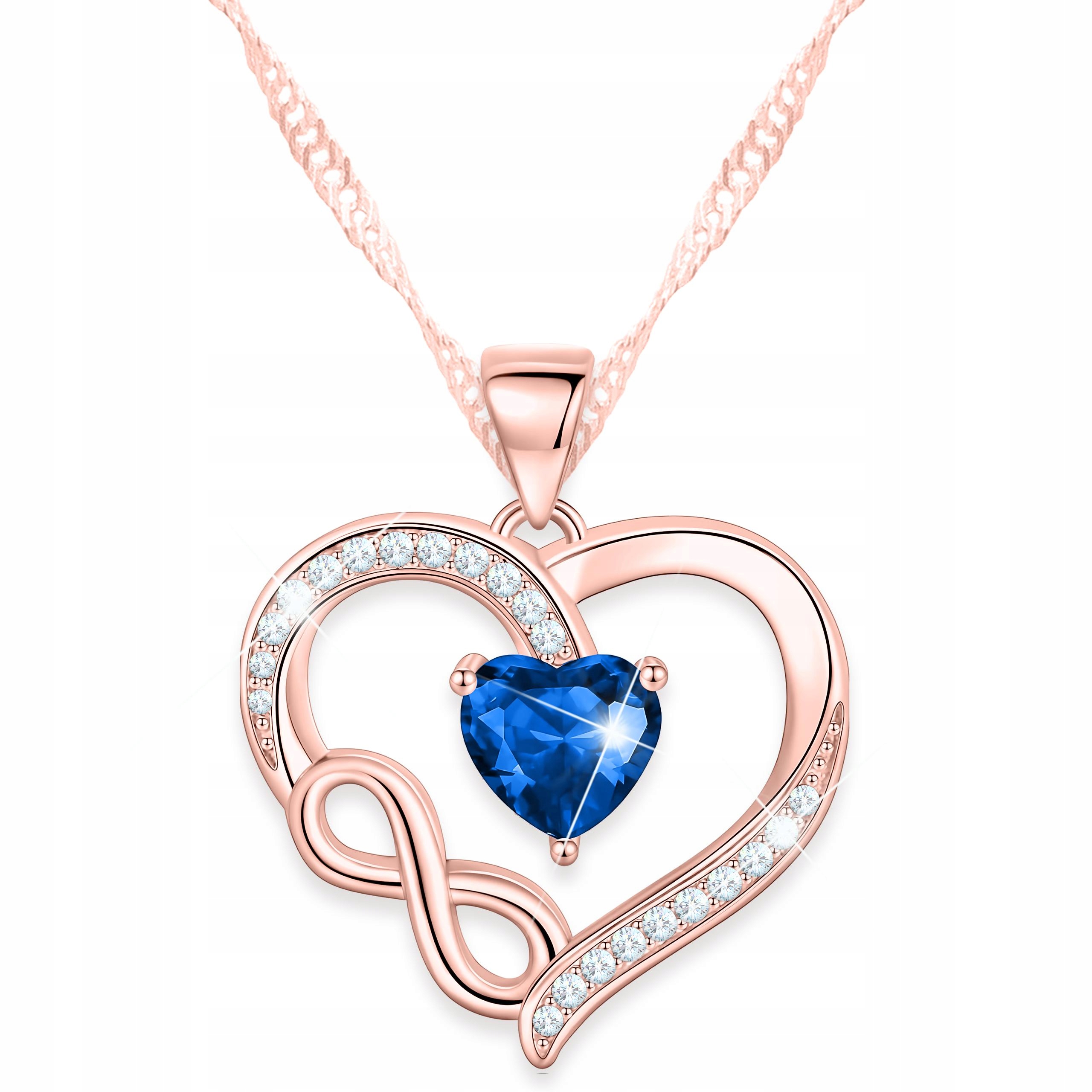 Pozlacený náhrdelník s modrým srdcem s dvěma srdíčky a zirkony Stříbro 925