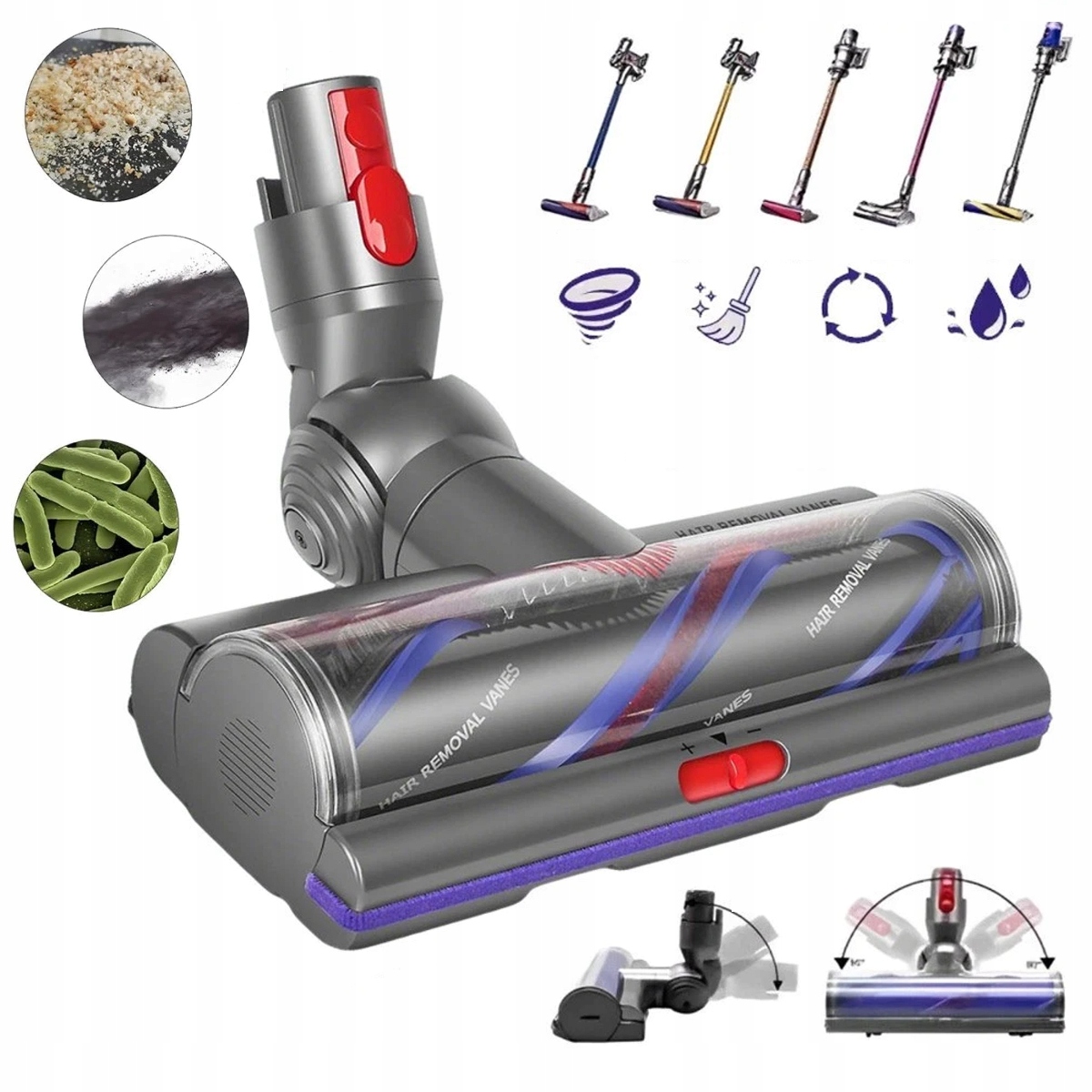 Szczotka kompatybilna z Dyson V11, V15, V10, V8, V7 do twardego drewna /dyw