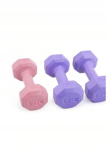 Hantle cementowe 1,5 kg x 2 – kolorowe hantle fitness do ćwiczeń domowych
