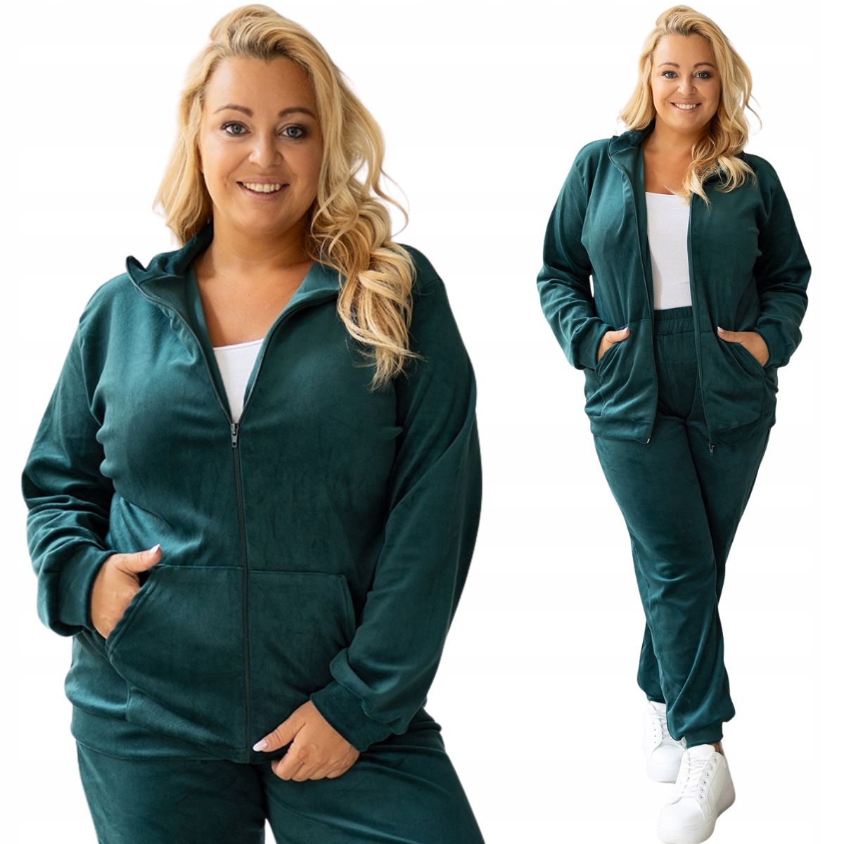 Dámský teplákovka teplákovka Plus Size s mikinou na zip kalhoty 772 XXL/3XL