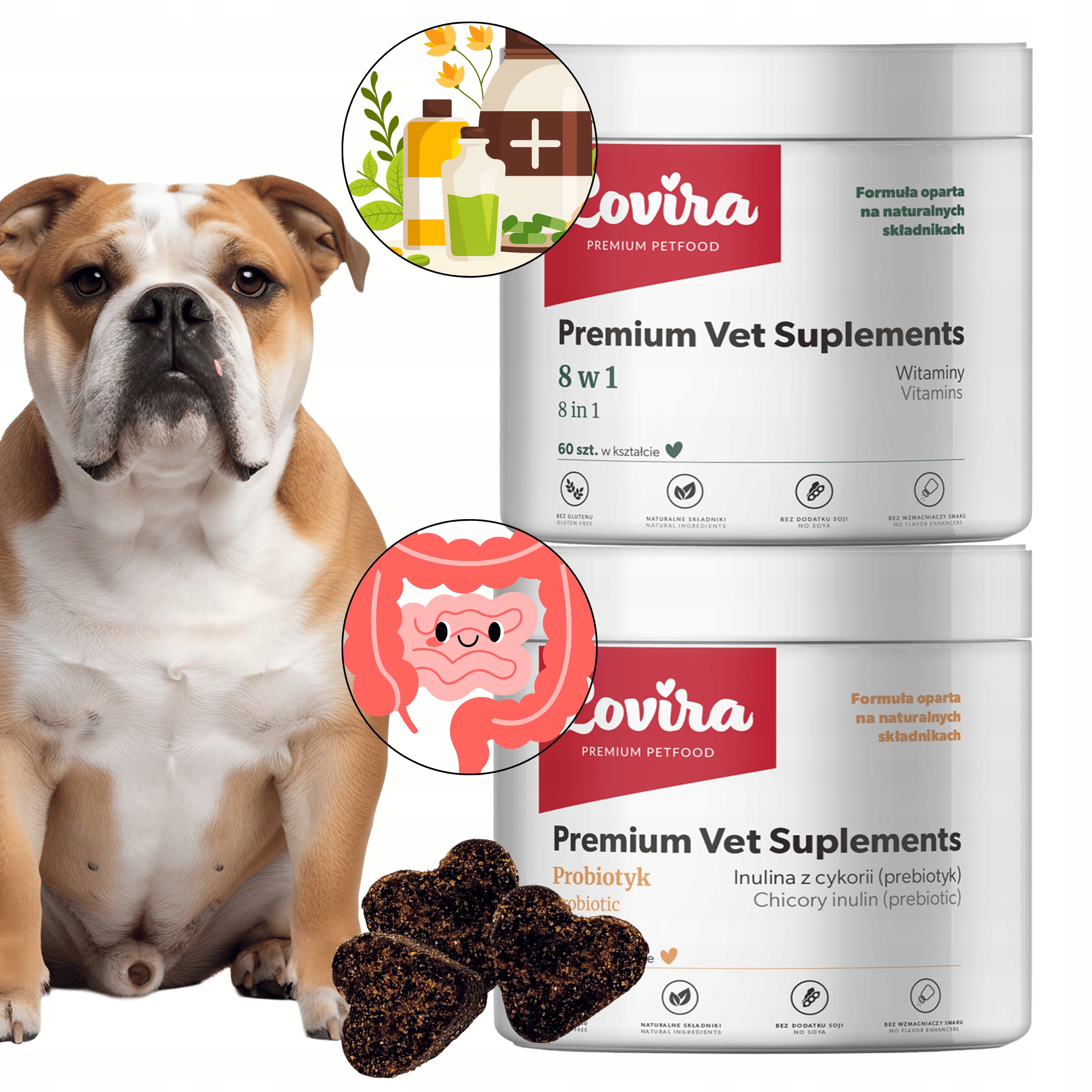 Levně Set 120 ks Doplňků Pro Střeva Probiotik 8v1 komplex Vitamínů pro psy
