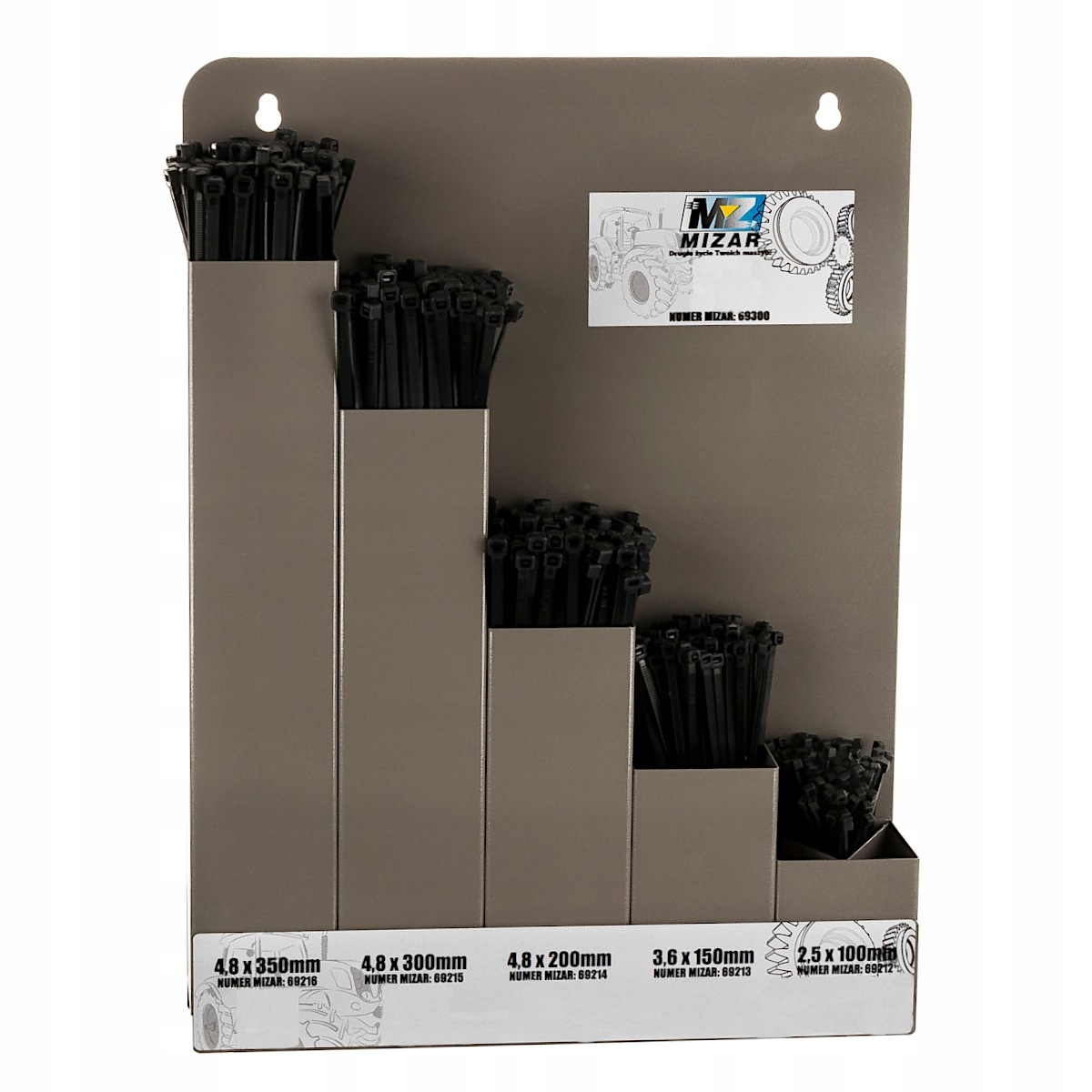 Zestaw opasek zaciskowych 500szt. organizer Mizar