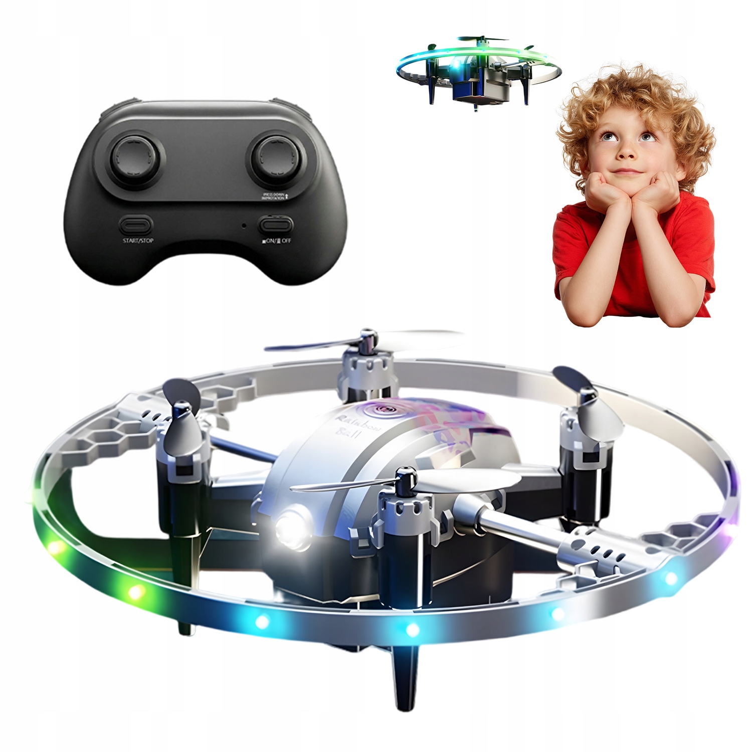 Hračkový Dron S Led Podsvícením, Dálkové Ovládání, Funkce Auto Stabilizace