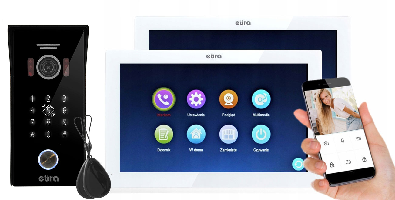 Wideodomofon Wideofon WiFi TELEFON DWA MONITOR KOD