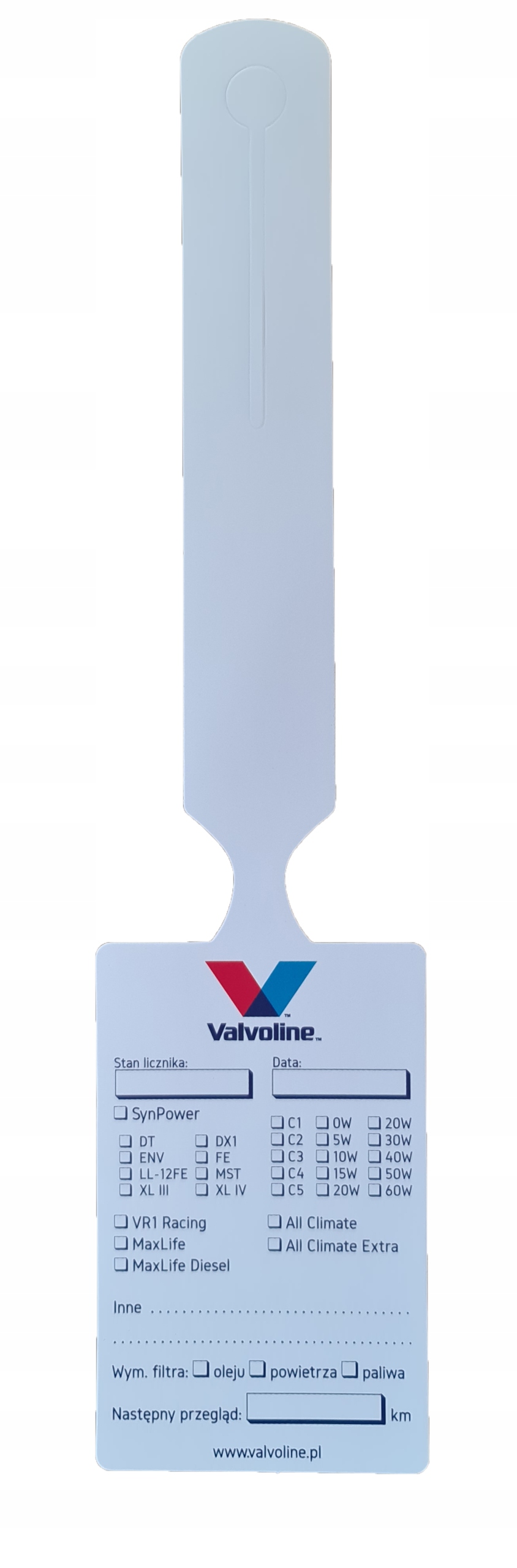 ZAWIESZKA SERWISOWA WYMIANY OLEJU VALVOLINE 50 SZT Marka Inna