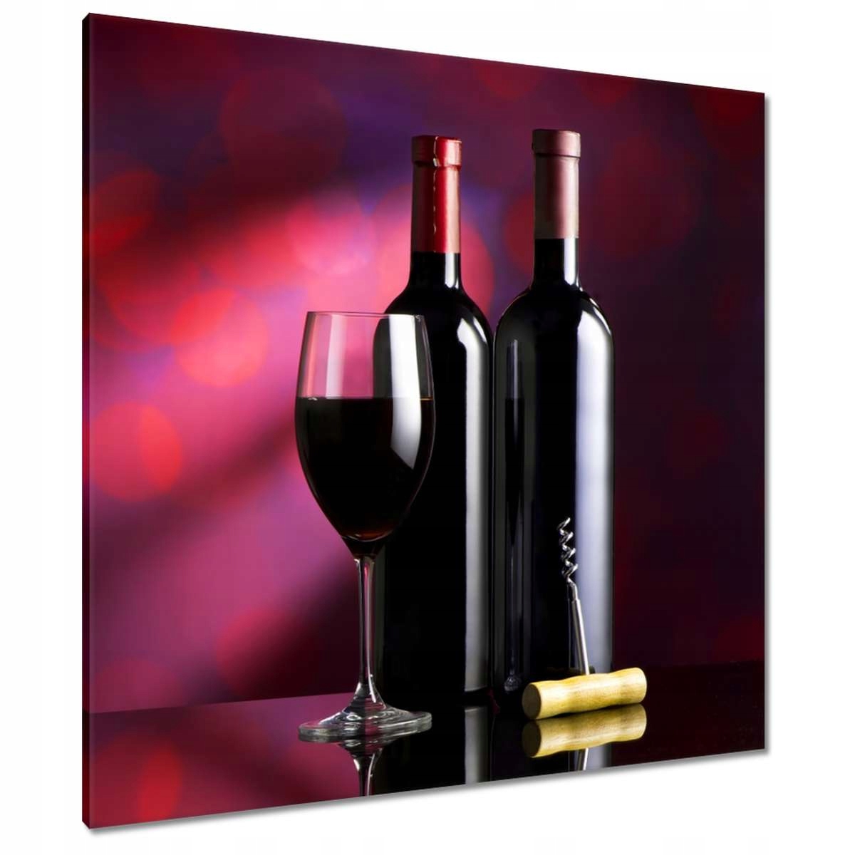 Obrazy 90x90 Dvě lahve červeného vína a sklenička
