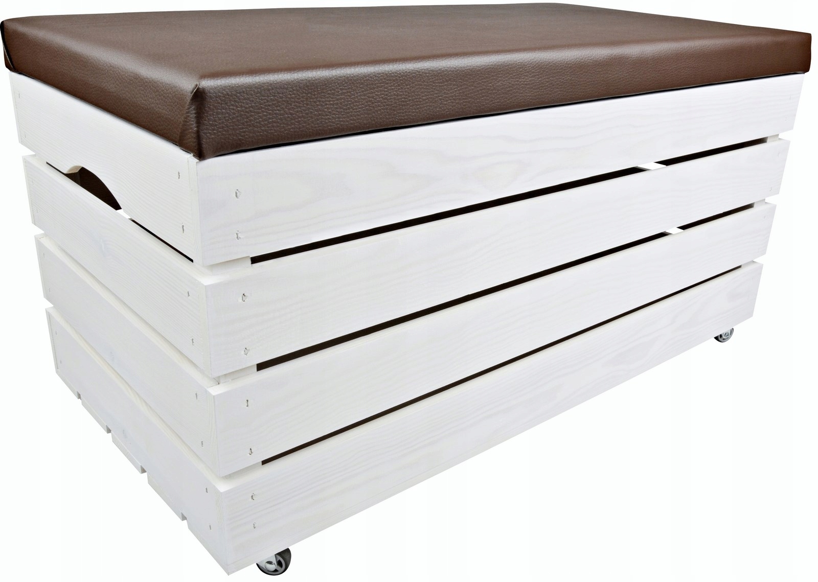 Taburet Bílá Borovice Dřevěná Truhla Kufer Kolečka