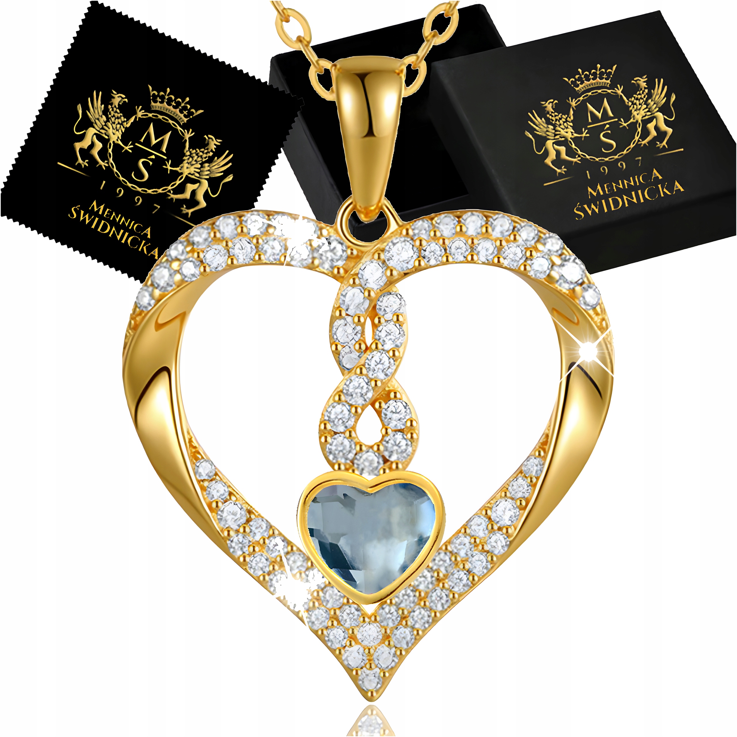 Zlatý náhrdelník Srdce a nekonečno Stříbro 925 Dámský Přívěsek Dárek