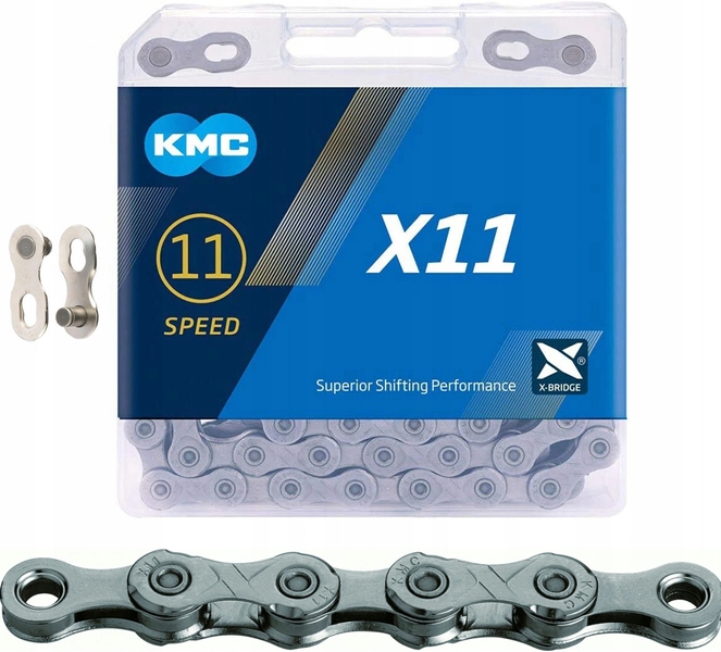 Łańcuch rowerowy KMC X11 11s 118L + SPINKA + BOX
