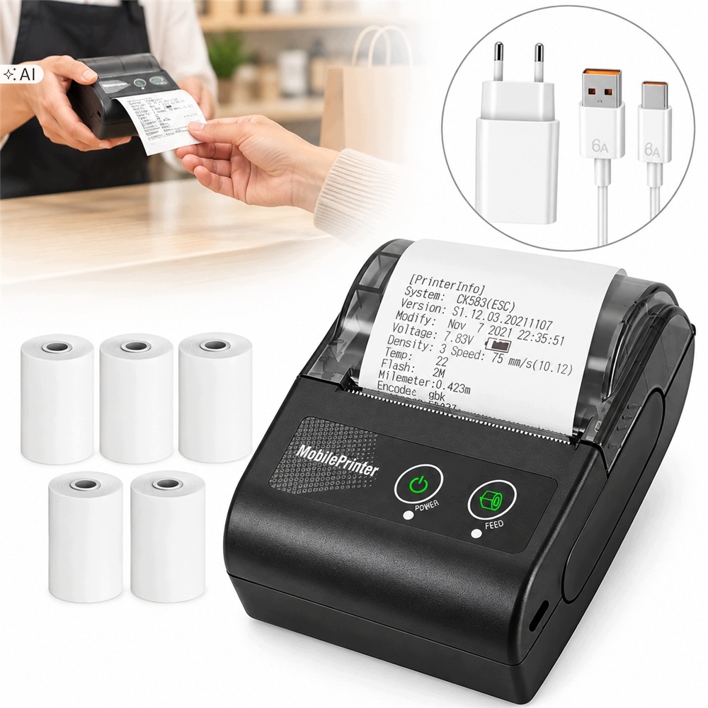 Mini Bluetooth mobilní tiskárna paragonů pro obchod Gastronomi 58 mm Usb
