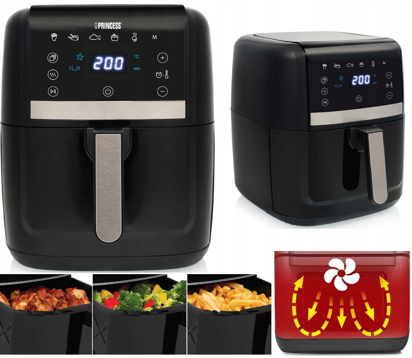 Supermoderní Digitální Fritéza bez tuku Airfryer 8L auto Programy