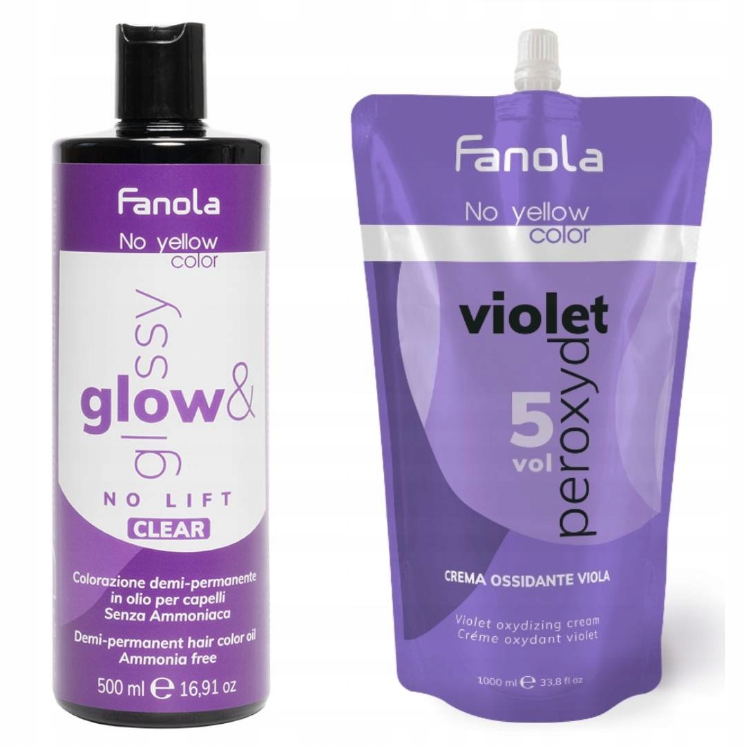 Fanola Glow&Glossy Clear toner 500 ml Violet aktivátor v krému 5 vol 1 l
