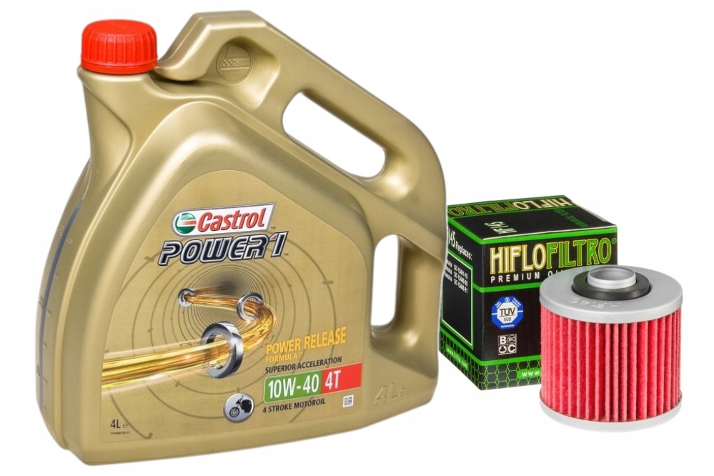Sada, olejový filter HF145 motorový olej Castrol Power1 4T 10W40, 4 litre