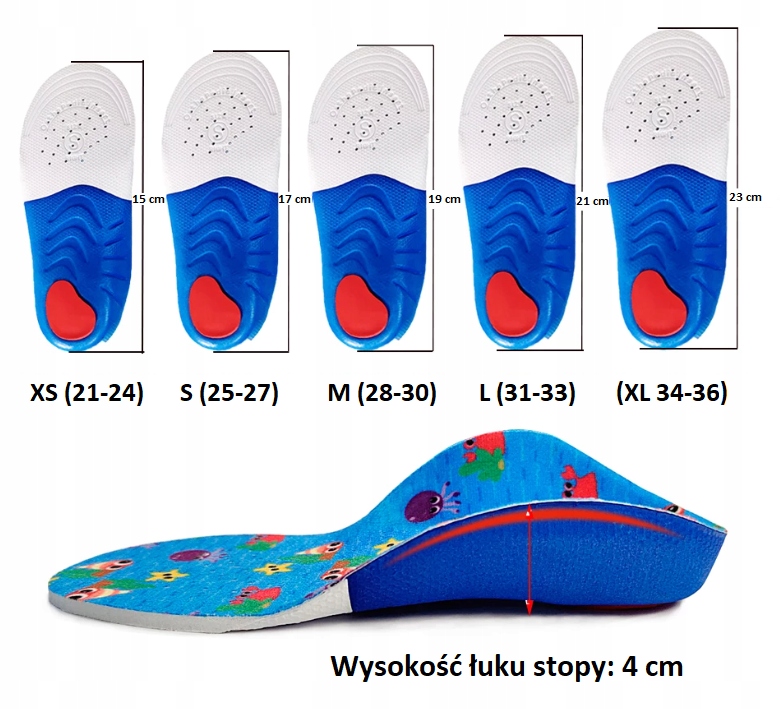 KOREKCYJNE WKŁADKI DO BUTÓW PŁASKOSTOPIE JUNIOR XL Bohater Inny