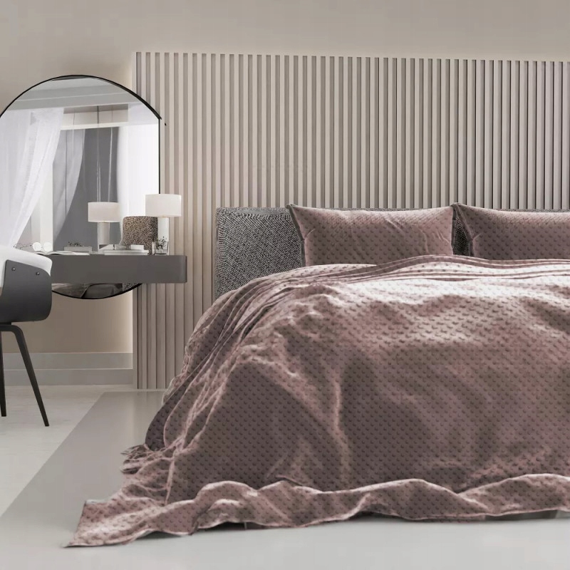 Posteľná Bielizeň plyšová teplá na zimu Minky bodky hnedá 160x200 cm