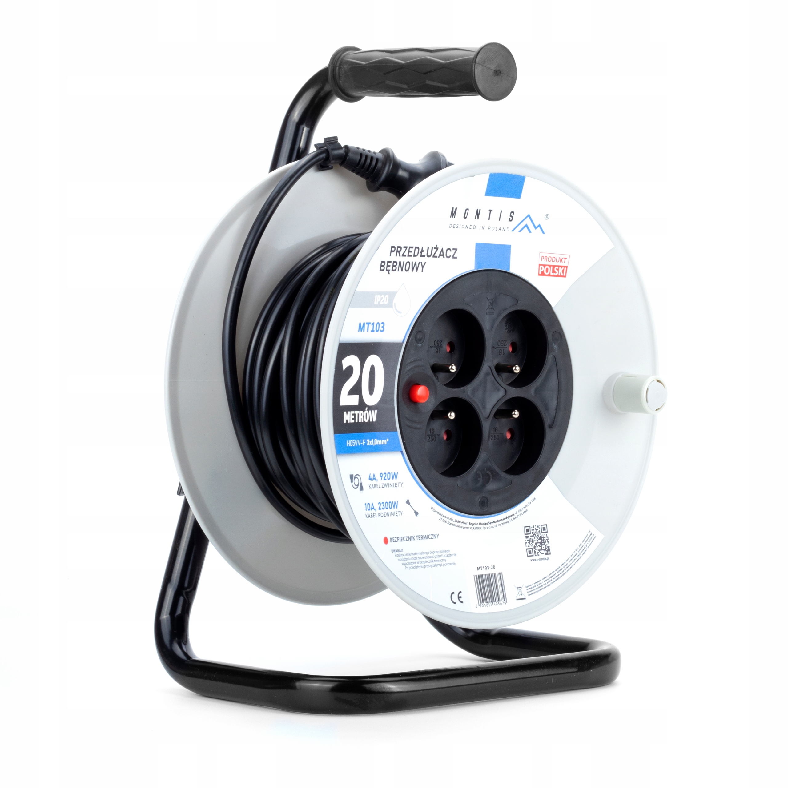 

Przedłużacz Bębnowy 20m 3x1,0 Na Bębnie 2300W IP20