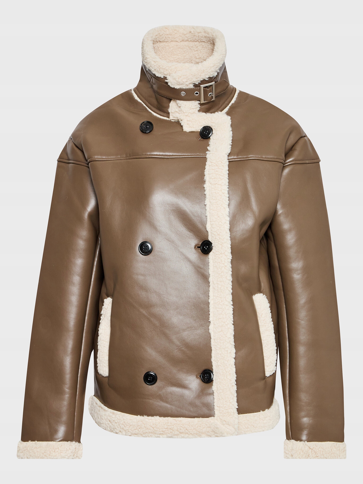 Glamorous Kurtka z imitacji skóry CK6746 Brązowy Regular Fit