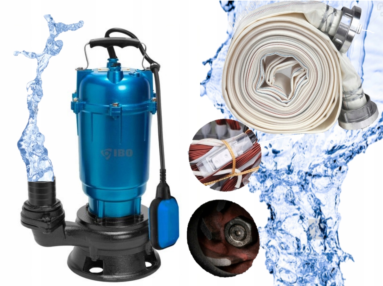 POMPA Z PŁYWAKIEM WODY BRUDNEJ SZAMBA + WĄŻ 2''