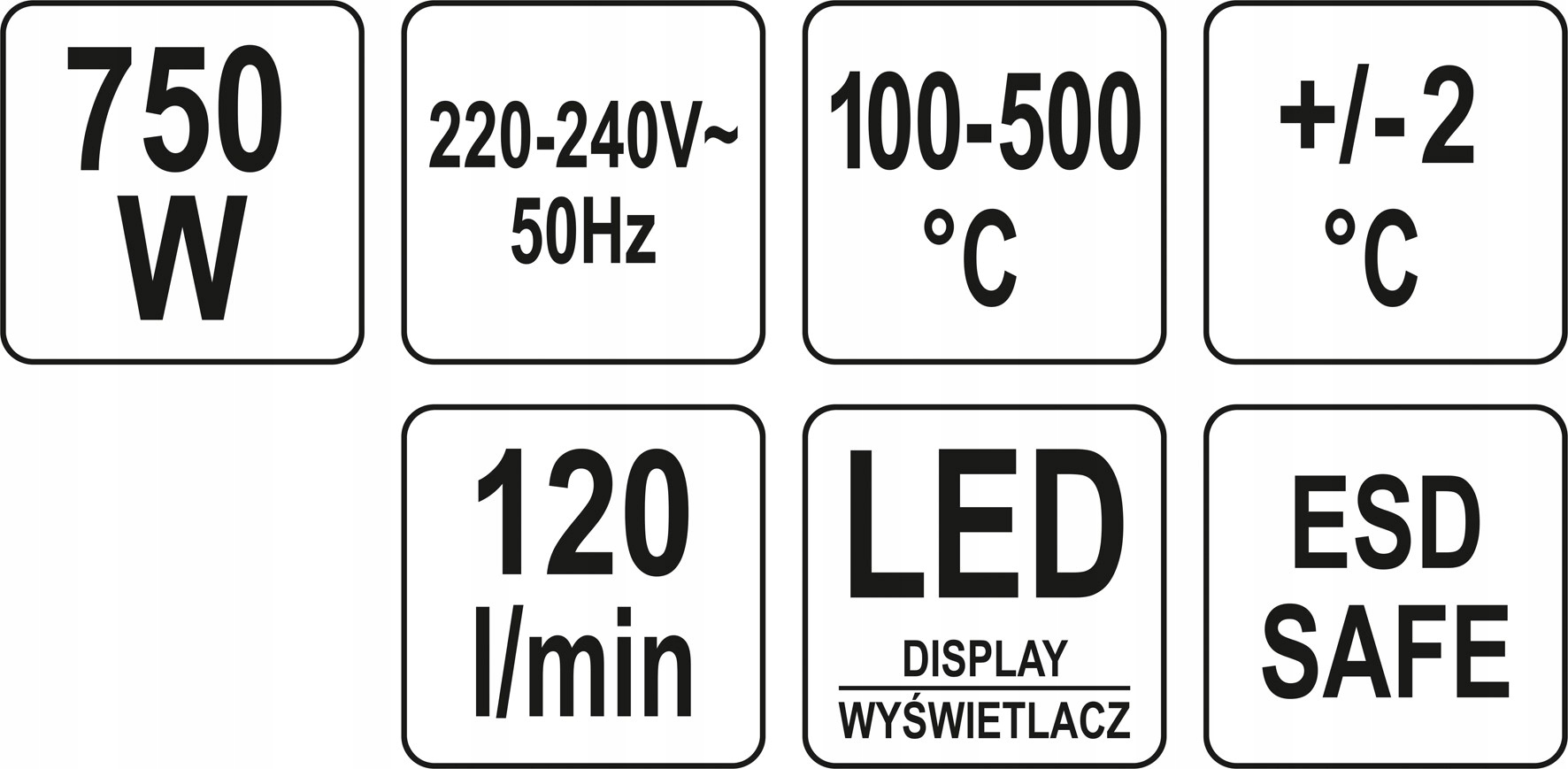 YATO STACJA HOT AIR LED WENTYLATOR YT-82457 Zasilanie sieciowe
