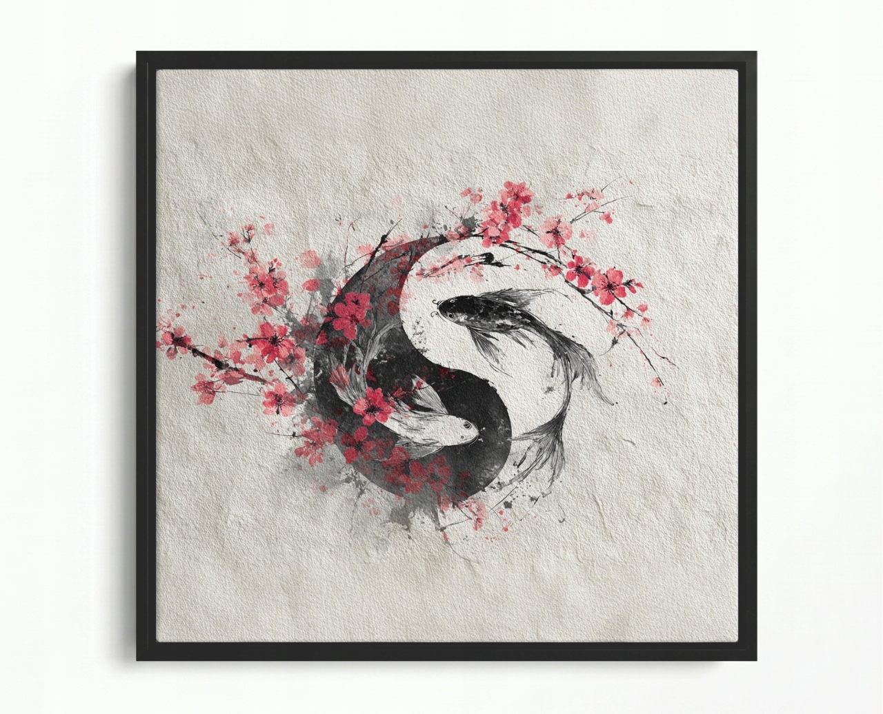 Obraz Rám Americký Box Koi Ryby Yin Yang Japonsko Sakura Feng Shui 50x50