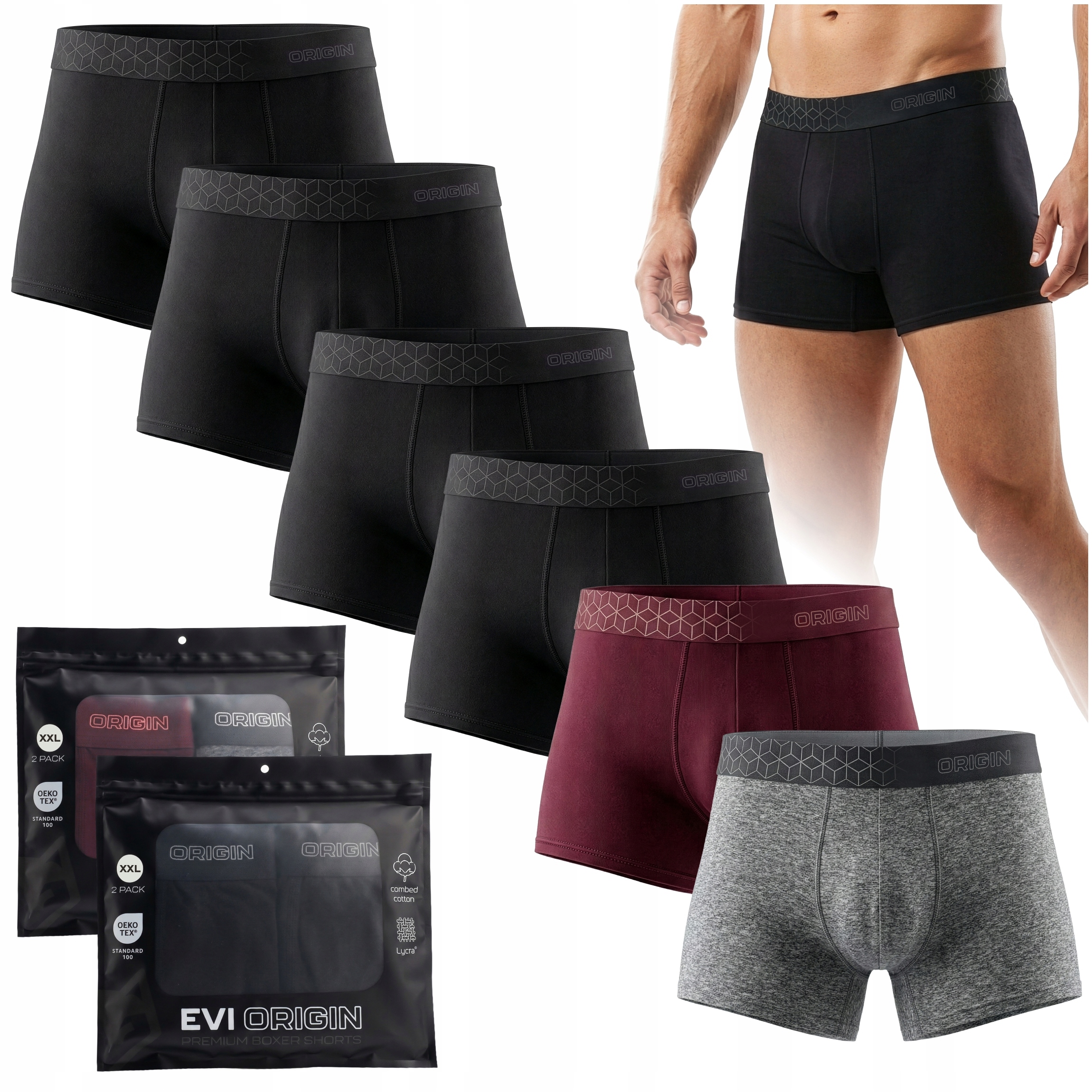 Pánské Boxerky Premium Bavlna Česané Slipy Balení 6 Kusů Pohodlné Prodyšné XXL