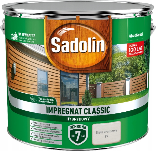 Sadolin Classic impregnat Biały Kremowy matowy 9L