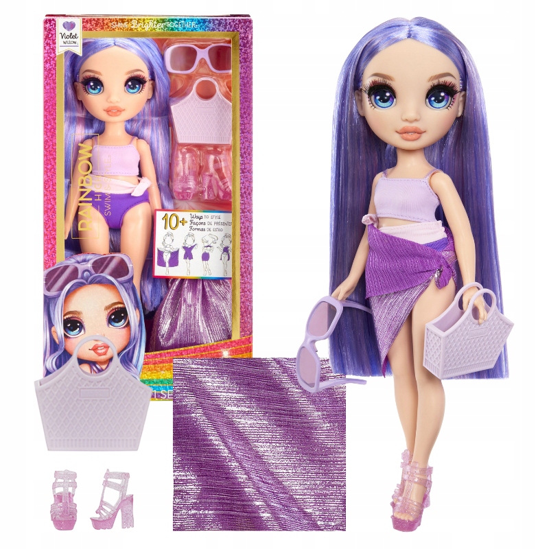 RAINBOW HIGH SWIM & STYLE LETNIA LALKA VIOLET WILLOW STRÓJ KĄPIELOWY ZESTAW