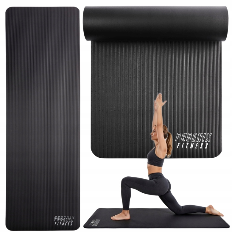 Mata Do Ćwiczeń Jogi Fitness Treningowa Pilates Gruba Nbr 185x61 Czarna 1CM