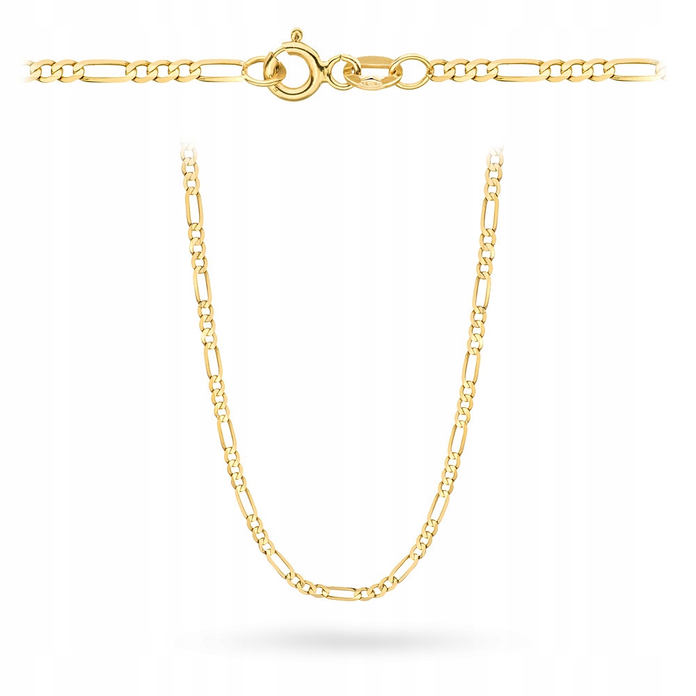 Zlatý Silný Řetízek Plný Figaro 50 CM 585 Gravírování