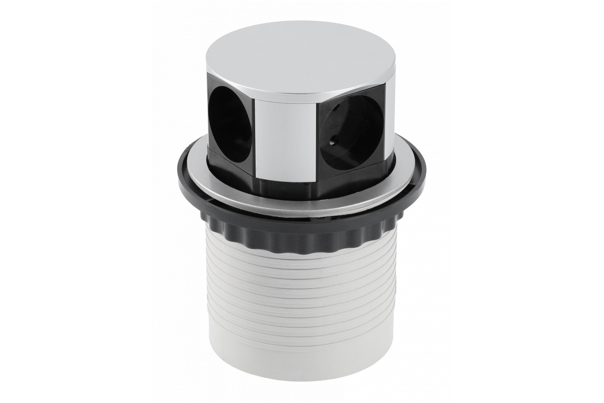 Prodlužovací kabel pro zapuštěnou stolní zásuvku Comfort 100 mm, 4x230 V, hliník