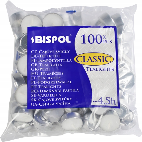 

Bispol Podgrzewacze Tealight Classic 4,5h 100 szt.