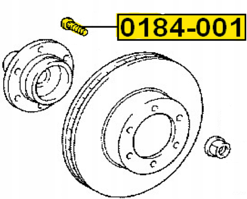 SZPILKA ŚRUBA PIASTY KOŁA TOYOTA YARIS 1999 - 2018 Kod producenta 0184-001