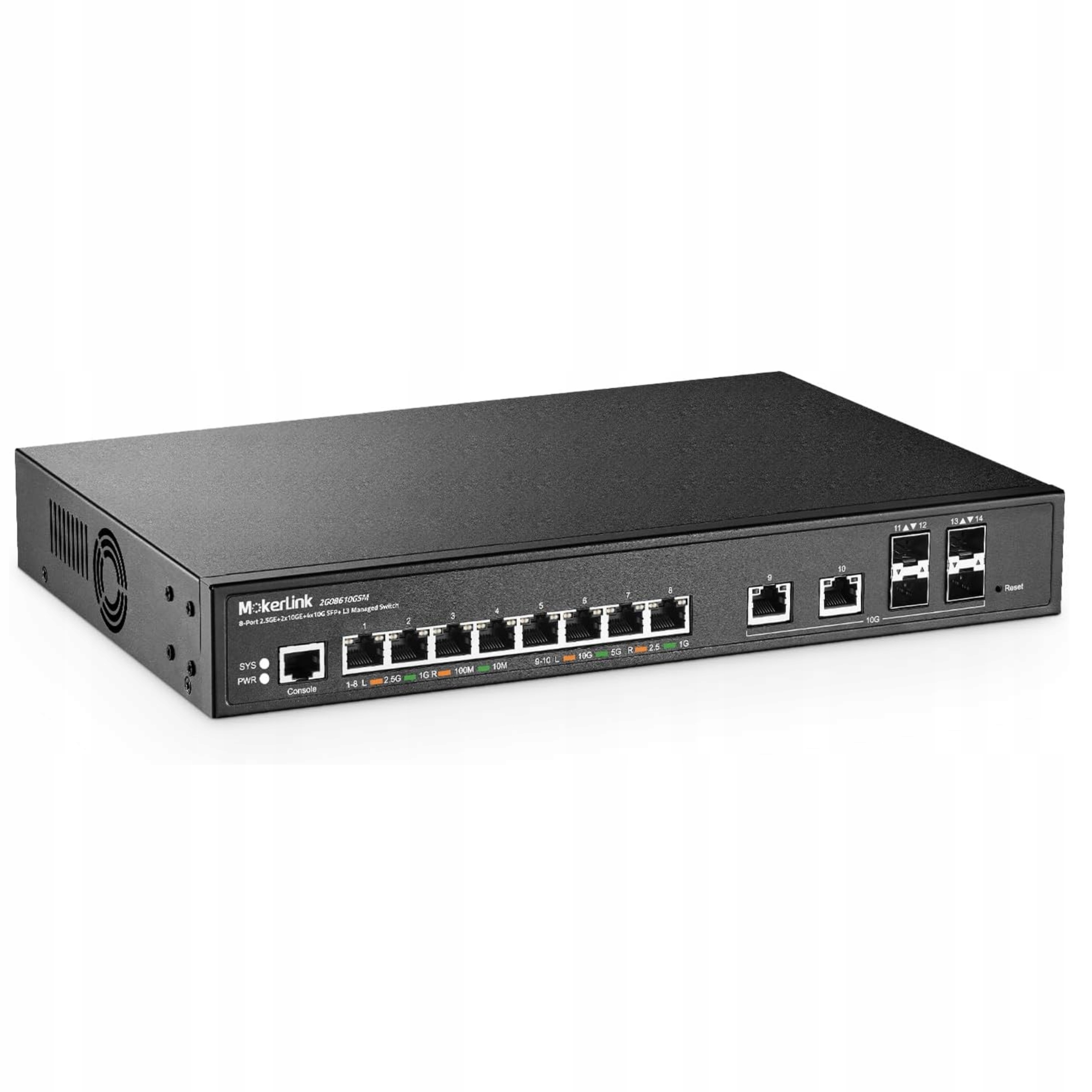 Przełącznik Switch zarządzany 8x2.5G 2x10G RJ45 4x10G SFP+ L3 rack switch