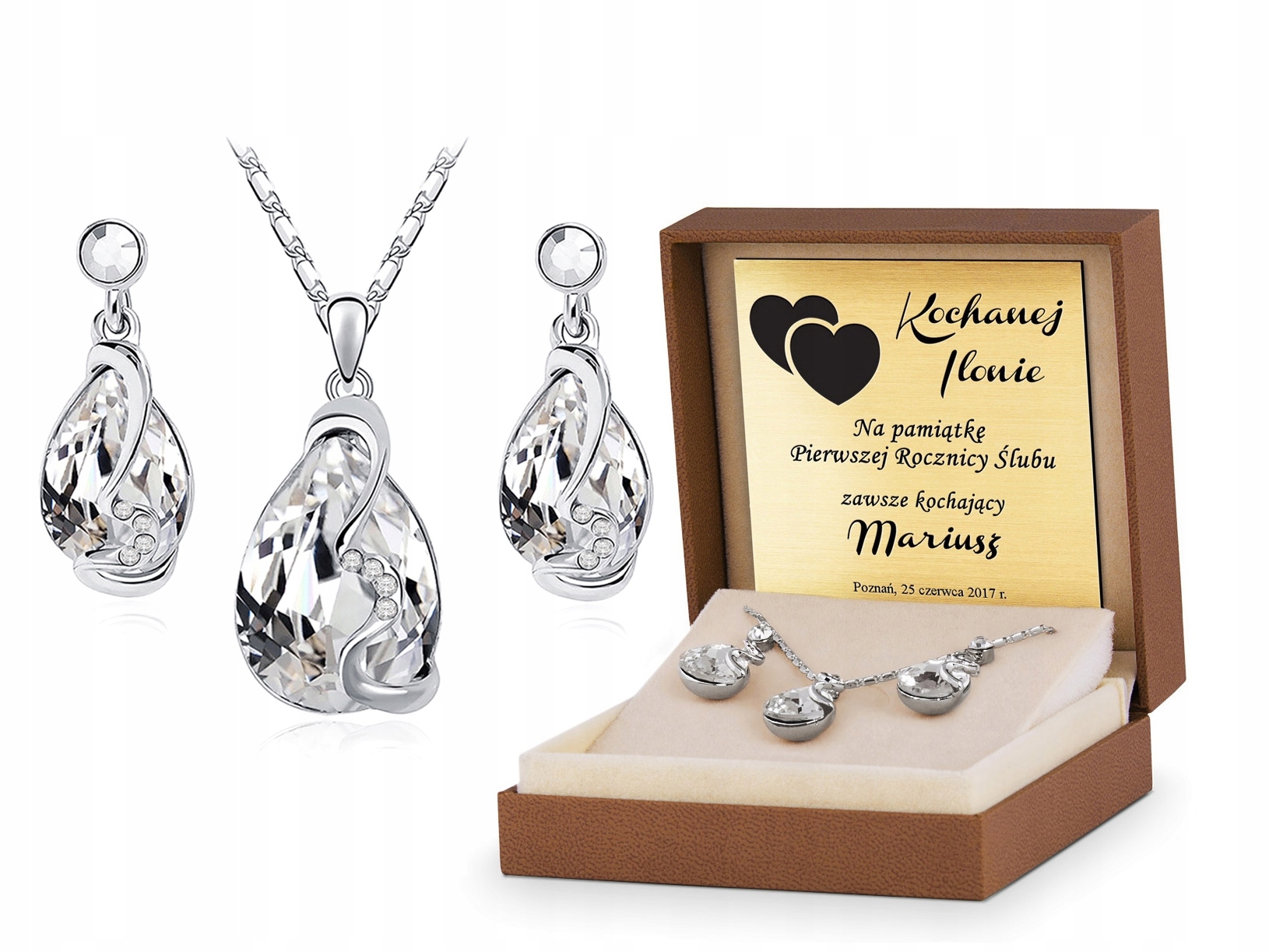 

Komplet Biżuterii Łezka Grawer Dla Niej