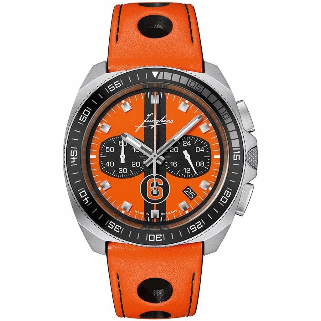 Pánské Hodinky Junghans 41/4557.00 oranžový pásek
