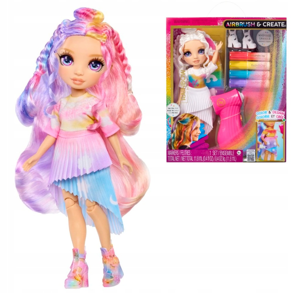 Rainbow High Zestaw Diy Lalka Modowa Czesanie Malowanie Aerograf Pisaki